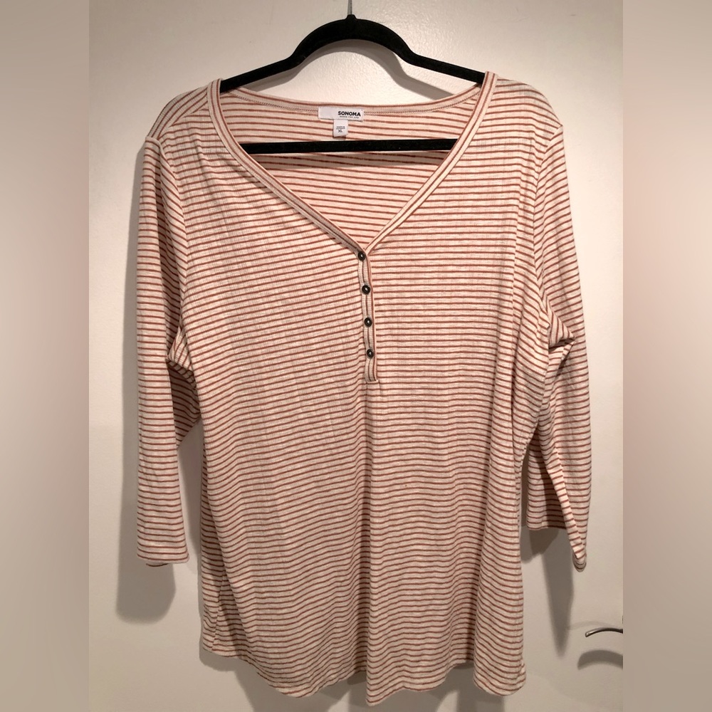 Sonoma Striped Henley 3/4 Sleeve Shirt